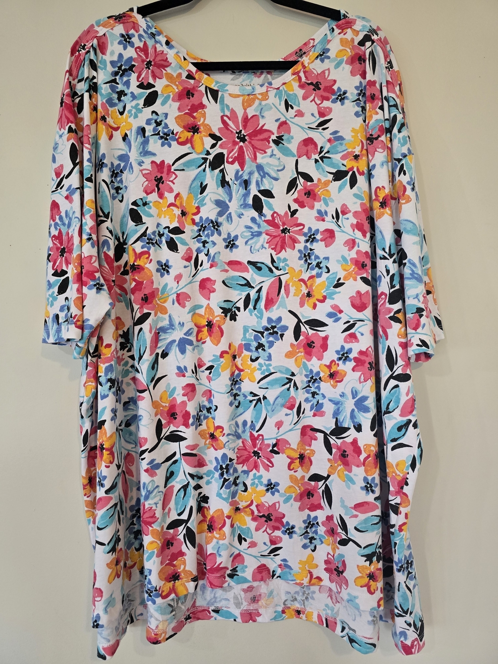 Woman Within Floral Tunic. Size 3X Cotton Blend. Summer Comfort. Vacation.